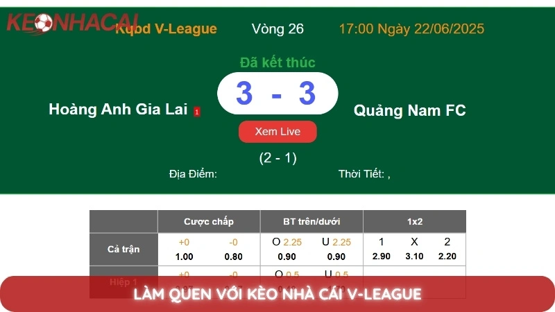 Làm quen với kèo nhà cái V-League